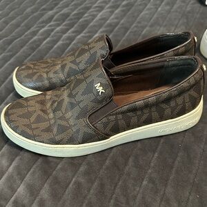 Michael Kors Dark Brown Patterned Slip-On Flats